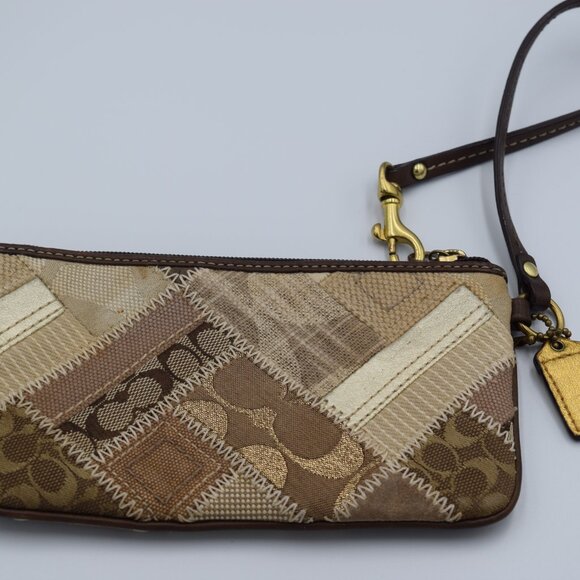 Coach Patchwork Wristlet in Brown and Tan - Picture 4 of 5